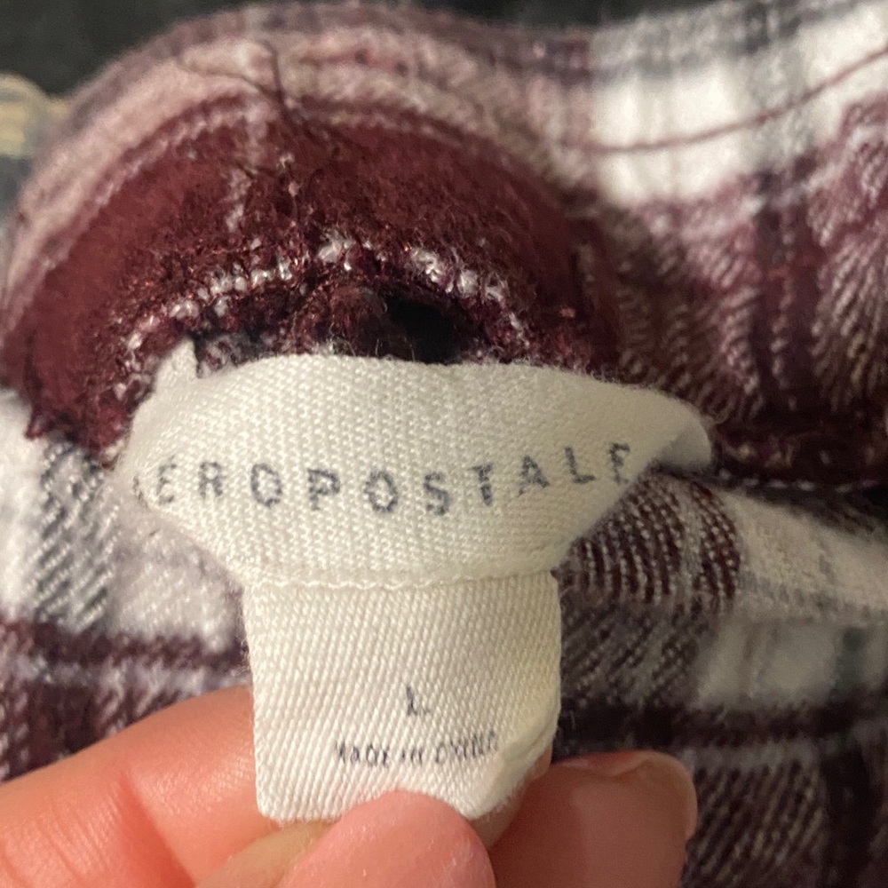 Aeropostale Plaid Pajama Pants - Burgundy and White - Picture 4 of 4
